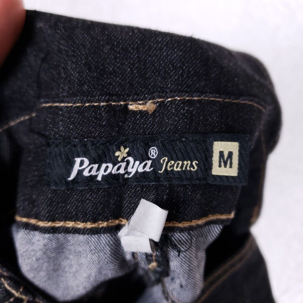 Papaya Jeans Denim Overall Shorts Womens M Dark Wash Adjustable Straps Y2K Indie - Picture 9 of 10